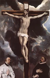 Christ on the Cross Adored By Donors By El Greco