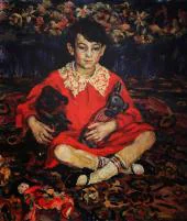 Portrait of Kamushka Benediktova with Toys By Pyotr Konchalovsky