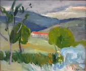 Red Rooftops near Marnat 1916 By Emilie Charmy