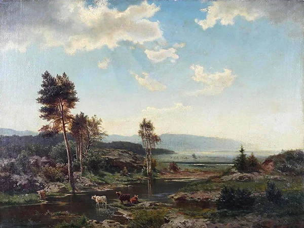 Cows at the Watering Place 1853 By Morten Muller