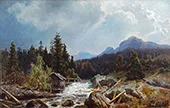 Fisherman at Waterfall 1869 By Morten Muller