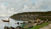 Fjord Landscape with Figures 1892 By Morten Muller