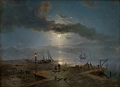 Harbor by Moonlight 1857 By Morten Muller
