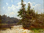 Man in a Forest Landscape with Waterway By Morten Muller