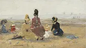 On the Beach Trouville 1887 By Eugene Boudin