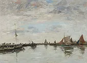 Ships in the Harbour of Trouville By Eugene Boudin