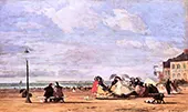 The Beach at Trouville the Empress and her Suite Promenading 1863 By Eugene Boudin