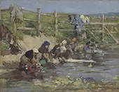 Laundresses by a Stream By Eugene Boudin
