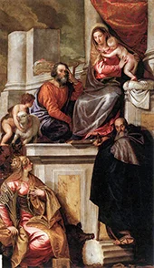 Holy Family with St. Anthony Abbot Catherine and the Infant John the Baptist By Paolo Veronese