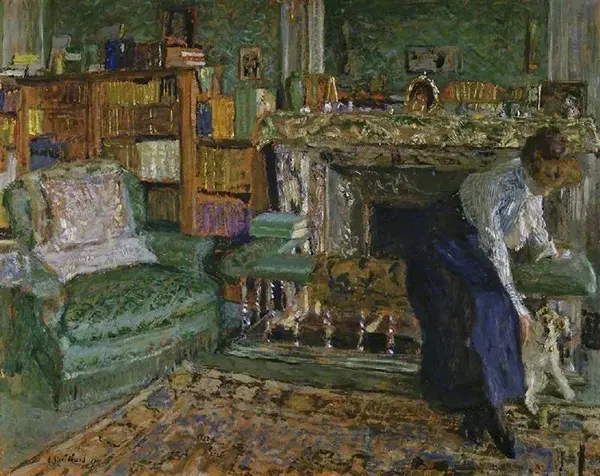Marguerite Chapin in her Apartment with her Dog 1910 By Edouard Vuillard