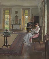 A Lady Sewing Elizabeth Mrs Henry Lyman By Edmund Tarbell