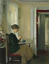 Josephine Knitting 1916 By Edmund Tarbell