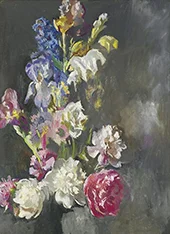 Still Life Study of Peonies and Iris 1930 By Edmund Tarbell