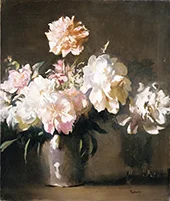 Still Life Vase of Peonies c1925 By Edmund Tarbell