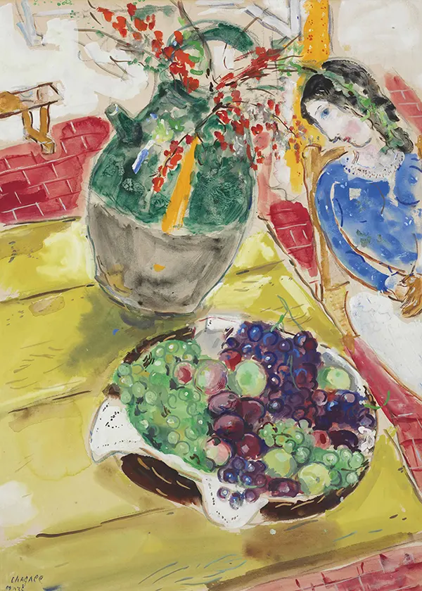 Fruits and Flowers or Still Life in Gordes 1940 By Marc Chagall