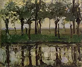 Row of Young Willows Reflected in the Water 1905 By Piet Mondrian
