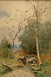 Autumnal View of a Creek 1886 By Luther Emerson van Gorder