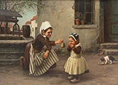 Breton Mother Offering Child a Pear 1898 By Luther Emerson van Gorder