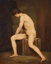 Sitting Nude Man Turned to the Left 1883 By Gustav Klimt