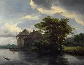A Cottage and a Hayrick by a River By Jacob van Ruisdael