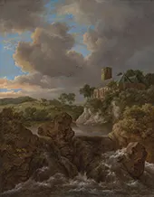 A Wooded River Landscape By Jacob van Ruisdael