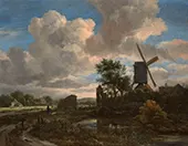 Evening Landscape a Windmill by a Stream c1650 By Jacob van Ruisdael