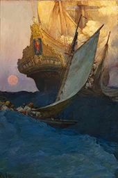 An Attack on a Galleon 1905 By Howard Pyle