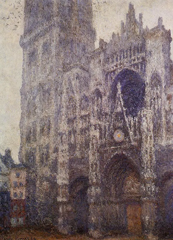 Rouen Cathedralt The Portal and the Tour d'Albene Grey Weather By Claude Monet