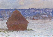 Grainstack in Overcast Weather Snow Effect By Claude Monet