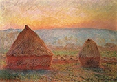 Grainstacks at Giverny Sunset By Claude Monet