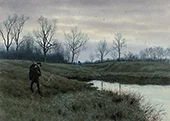 The Gamekeeper at Dusk on a Cold Winter Day By William Fraser Garden