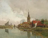 Boats on the Schie in Overschie at  Rotterdam 1885 By Rudolf Ribarz
