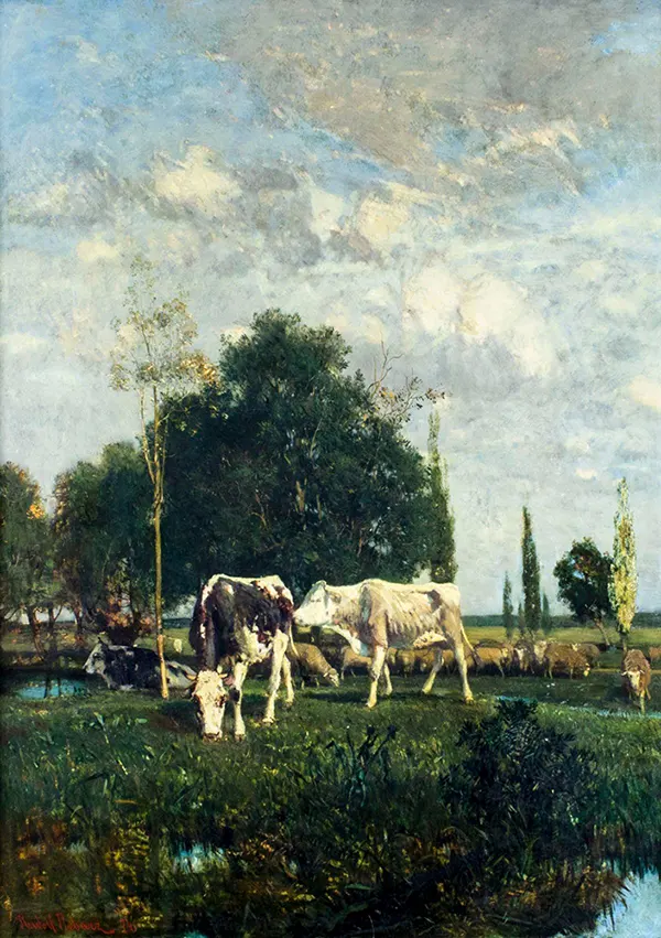 Landscape with Cows 1874 By Rudolf Ribarz