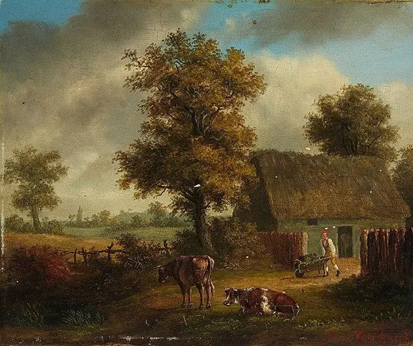 Landscape with Farmhouse and Cattle By Frans van Kuyck
