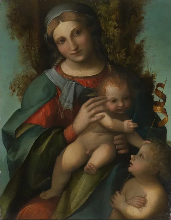 Madonna and Child with Infant Saint John the Baptist By Antonio da Correggio