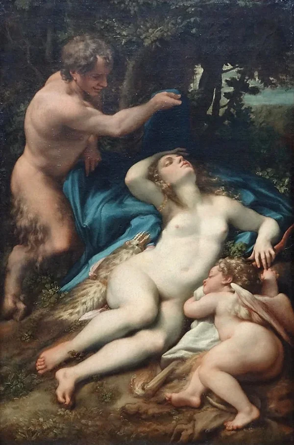 Venus and Cupid with a Satyr By Antonio da Correggio