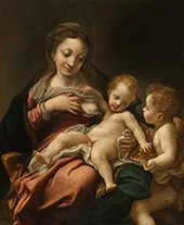 Virgin and Child with an Angel By Antonio da Correggio
