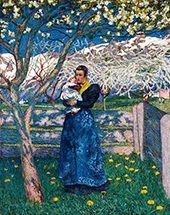 Mother and Child under a Blossoming Tree 1900 By Giovanni Giacometti