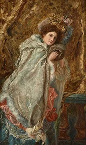 Portrait of an Elegant Woman with Muff By Henri Gervex