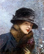 Young Woman with a Bouquet of Violets By Henri Gervex