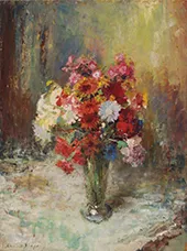 Flowers in a Glass Vase By Edward Seago
