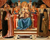 Madonna and Child Enthroned with Angels St Nicholas and St Anthony the Abbot By Cosimo Rosselli