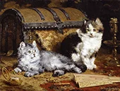 Cats at Play By Charles van den Eycken