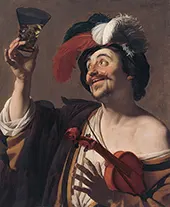 The Happy Violinist with a Glass of Wine 1624 By Gerard van Honthorst