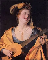 Woman with Guitar 1631 By Gerard van Honthorst