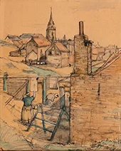 Old Church in Scheveningen c1929 By Abraham Fresco