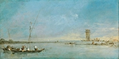 View of the Venetian Lagoon with the Tower of Malghera By Francesco Guardi