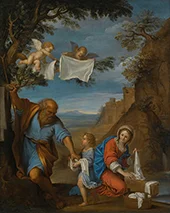 The Holy Family in a Landscape By Francesco Albani