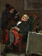 Couple Embracing Behind a Sleeping Man 1878 By David Oyens
