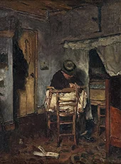 The Man in a Hat Fastening His Luggage By David Oyens